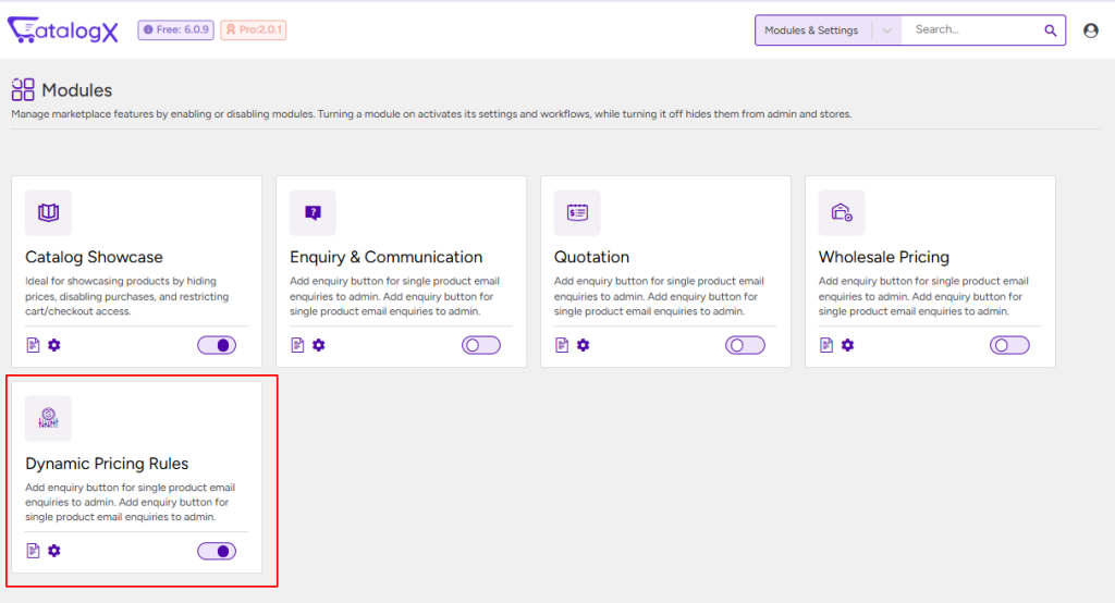 Dynamic Pricing Rule module