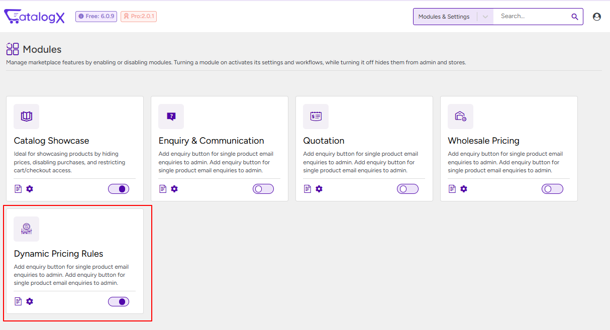 Dynamic Pricing rules - CatalogX
